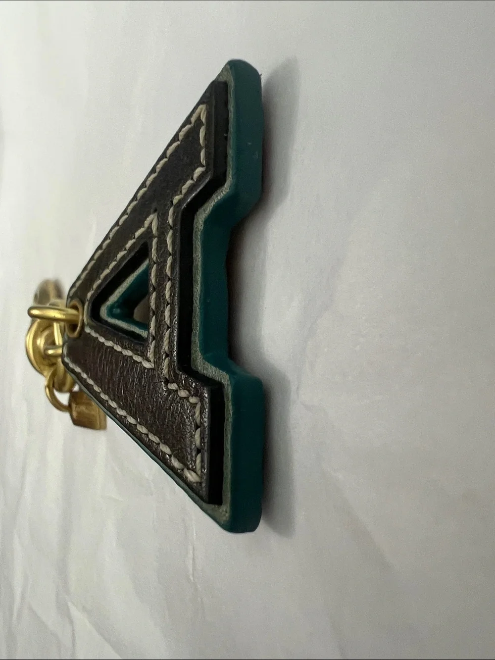 Coach Vintage A Initial Monogram Leather Bag Charm Brass Hardware